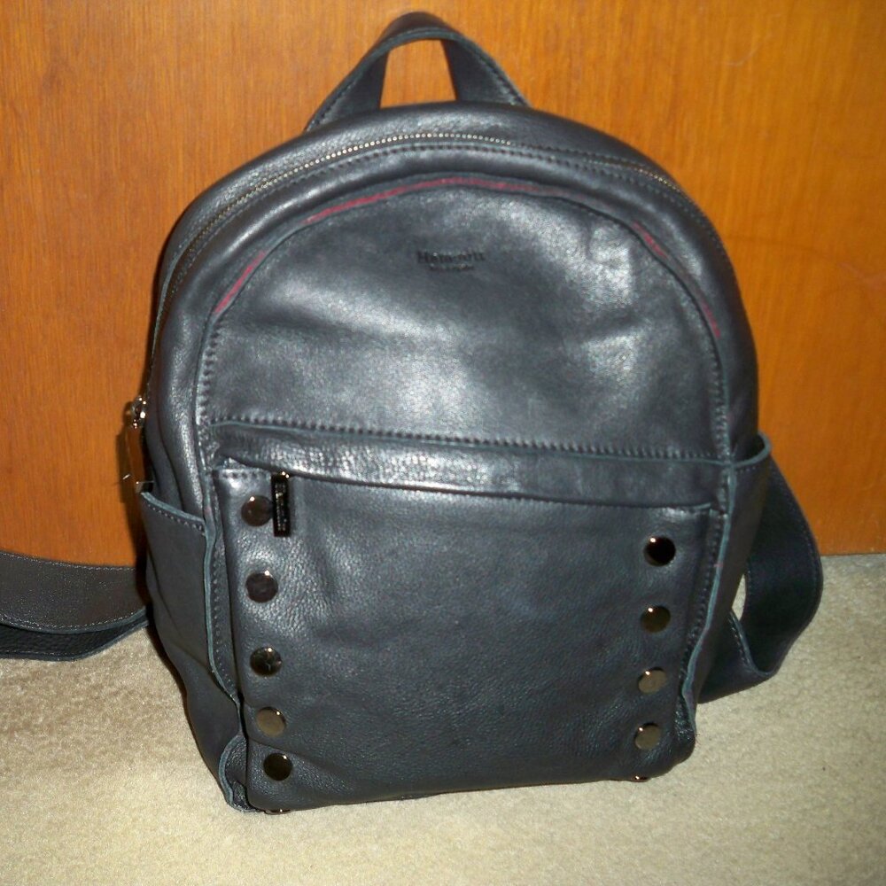 Hammitt Hunter Medium Black Leather Backpack Gunmetal Hardware-EUC!! $395